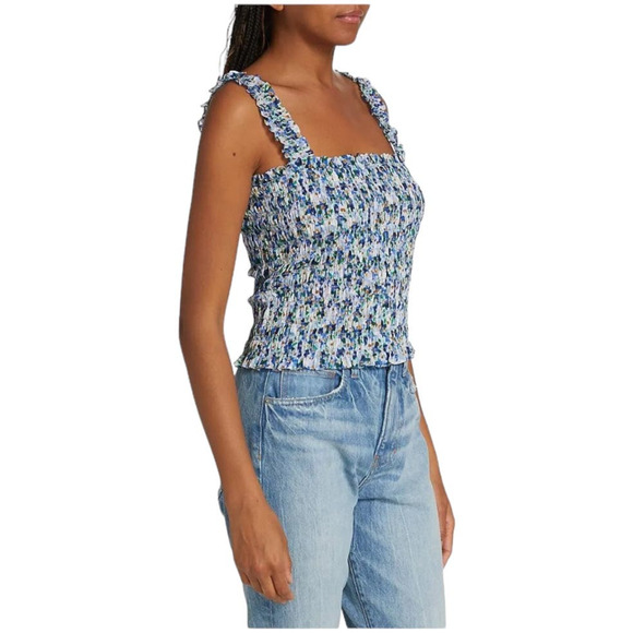 Veronica Beard NWT Averie Smocked Tank Size XL Square Neck 100% Cotton - Picture 5 of 10